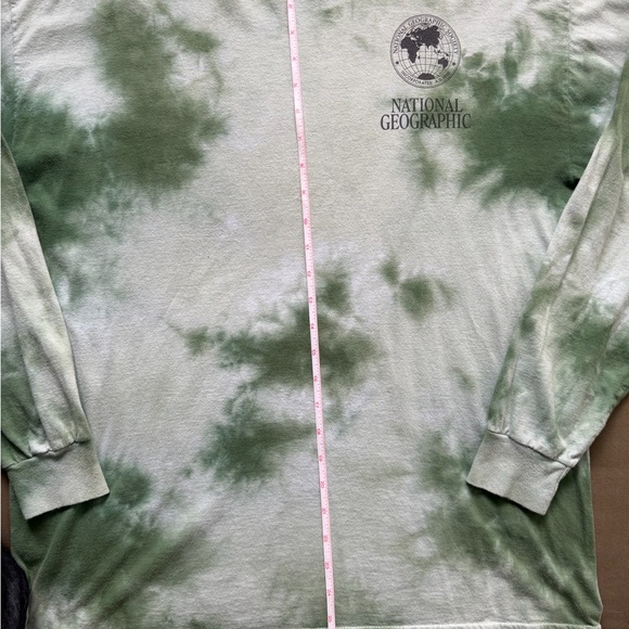 National Geographic Long Sleeve Green Tie dye T Shirt Men’s XL Marble Acid - Picture 4 of 15